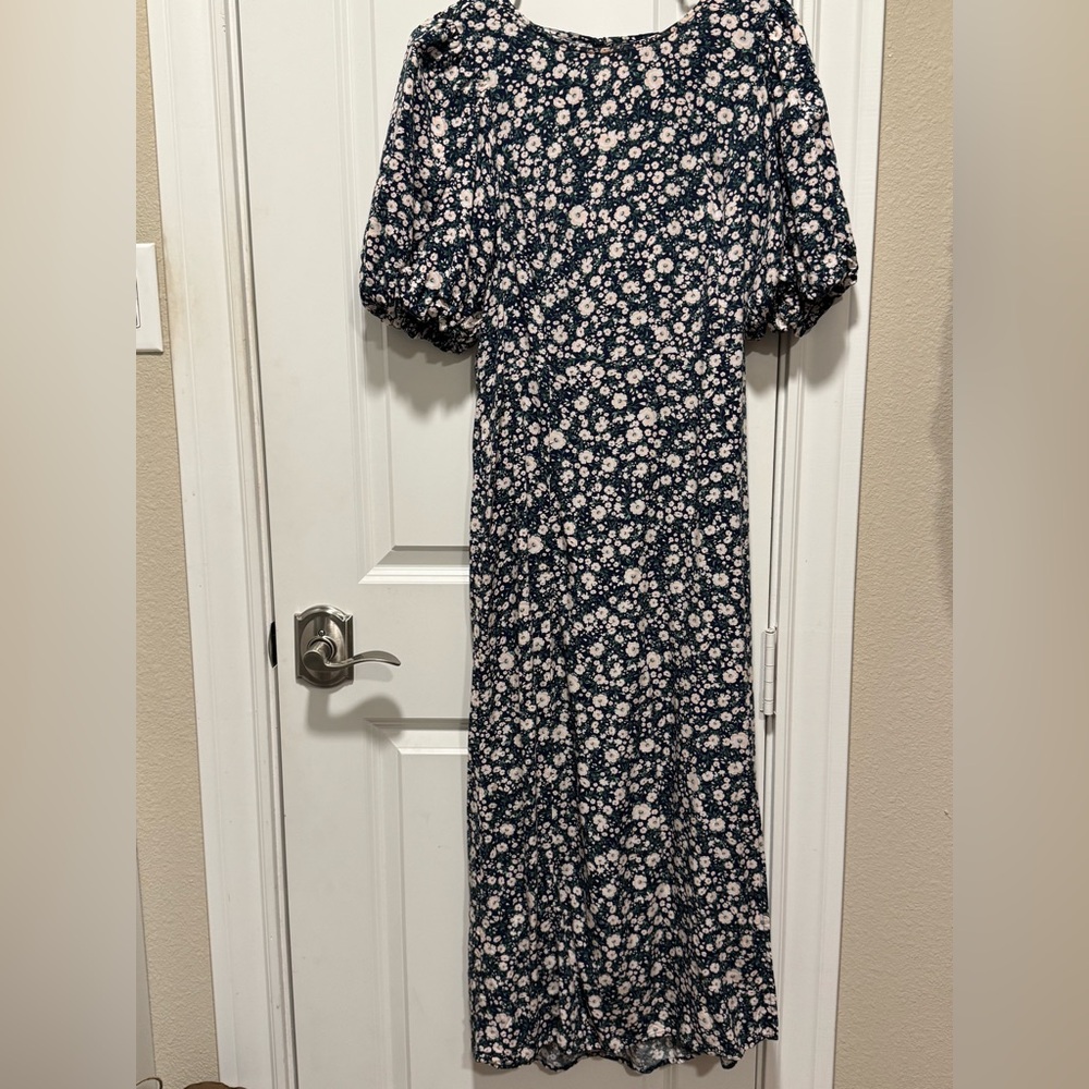Old Navy Navy Blue Floral Long Sleeve Dress